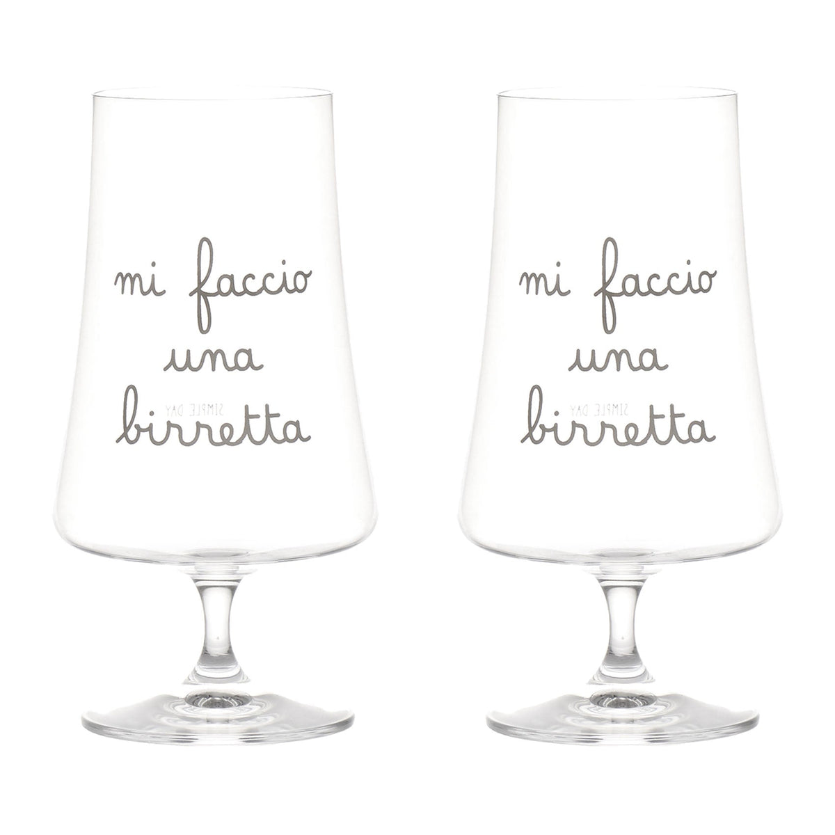 Set 2 Bicchieri Birra Mi faccio una birretta 55cl Altezza 18.7cm D 7.1cm Simple Day
