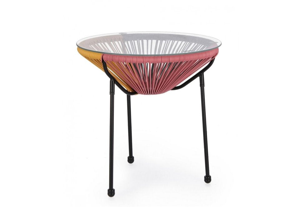 TAVOLINO CON VETRO PARKER MULTICOLOR D50CM