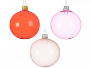 PALLINA DI NATALE TRASPARENTE FUME' ROSSA ROSA FUCSIA 8CM