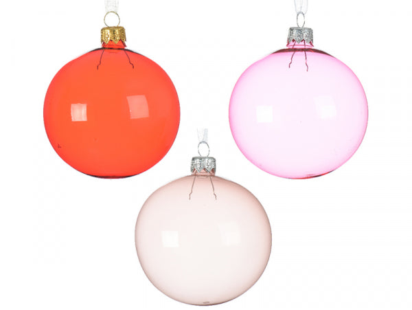 PALLINA DI NATALE TRASPARENTE FUME' ROSSA ROSA FUCSIA 8CM