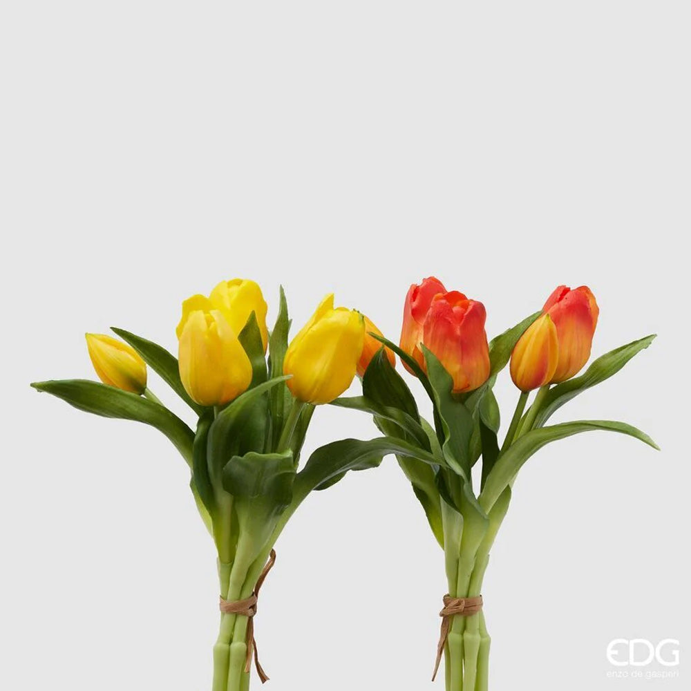 BOUQUET TULIPANI OLIS ARTIFICIALE H28CM GIALLO O ARANCIONE ASSORTITO