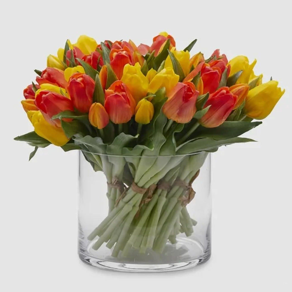 BOUQUET TULIPANI OLIS ARTIFICIALE H28CM GIALLO O ARANCIONE ASSORTITO