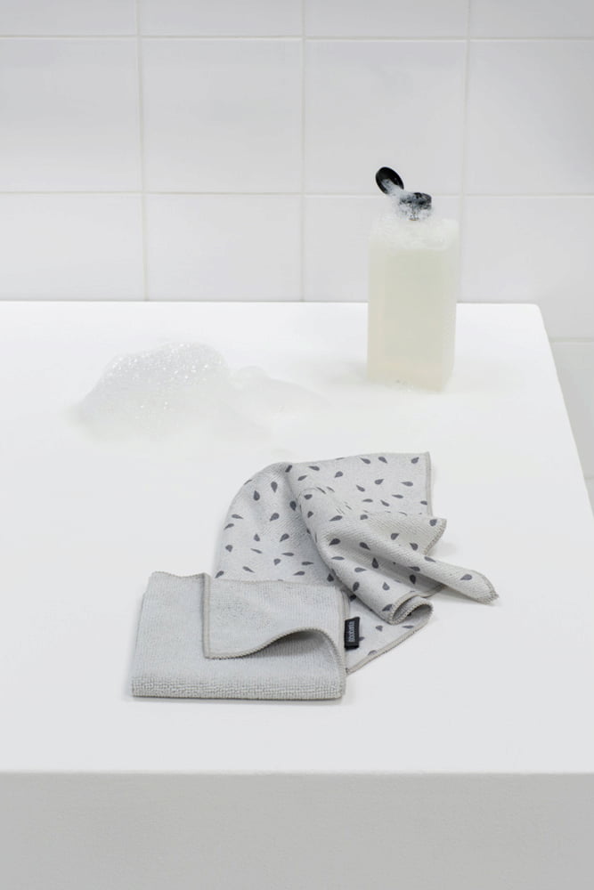 2 PANNI LAVAPIATTI IN MICROFIBRA GRIGIO CHIARO