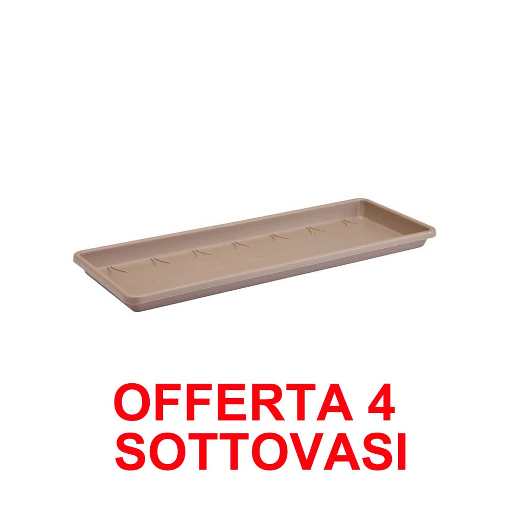 OFFERTA 4 SOTTOVASO PER FIORIERA BARCELONA TROUGH SAUCER 40CM TAUPE