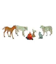BUSTA CON 5 ANIMALI E FUOCO 10CM IN RESINA