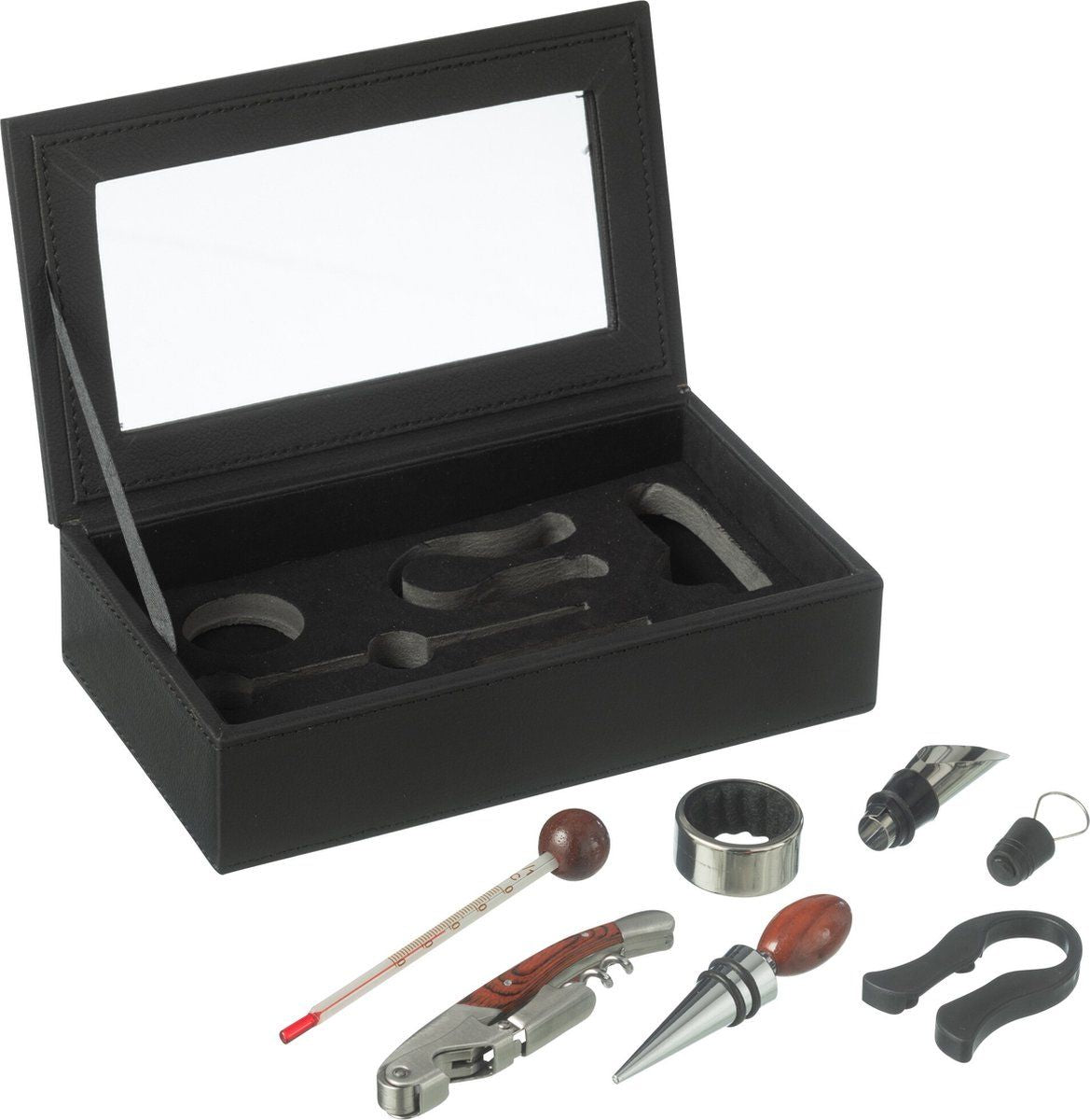 Scatola 6 Accessori Vino 23x13.5x6 cm Nero