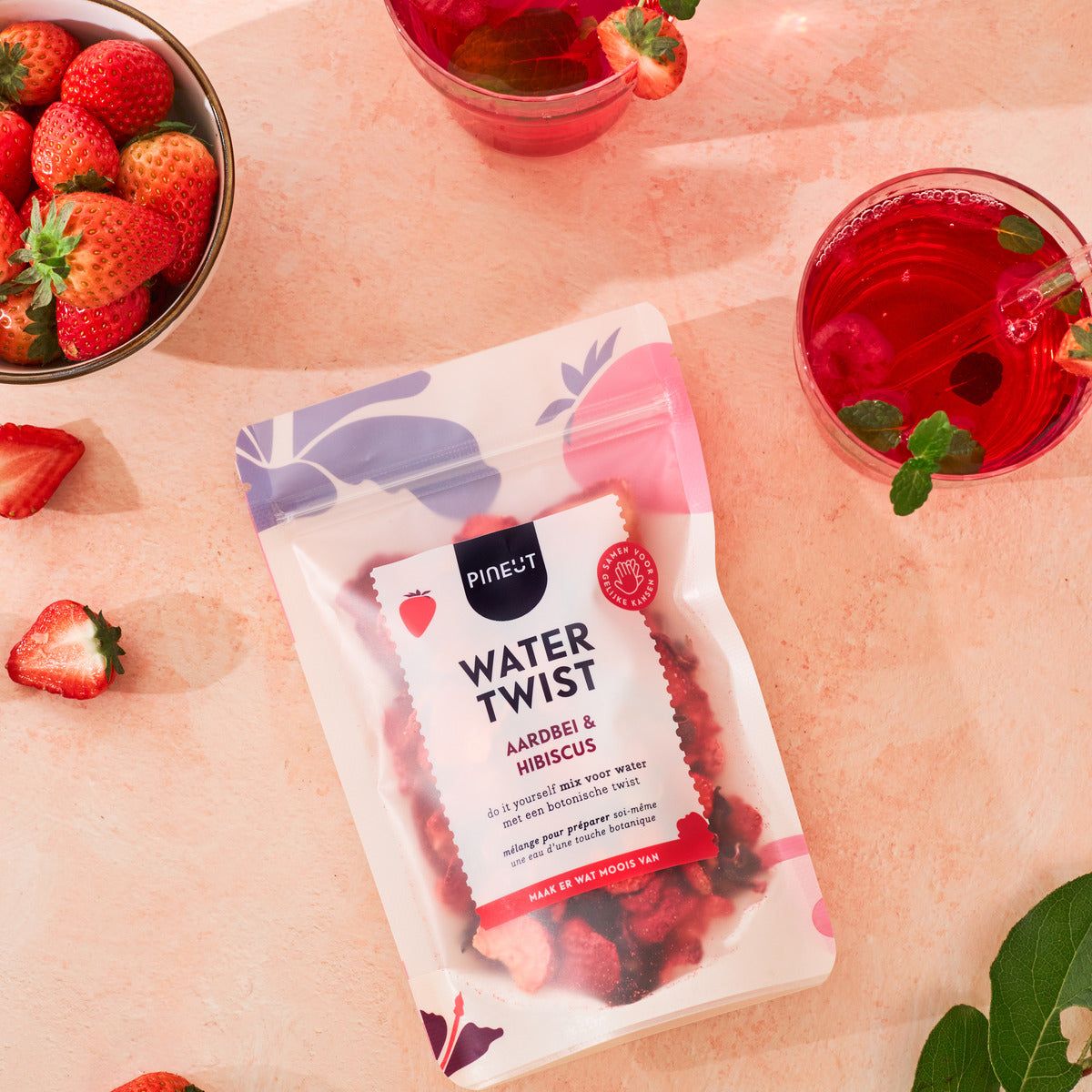Bevanda in busta Water Twist Fragola e Ibisco BIO Preparato fai da te in busta