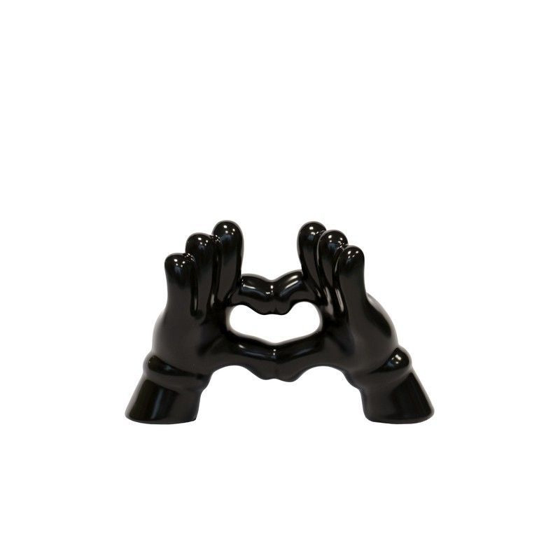 BLOGO Scultura in Ceramica "Touch of Love" - Mani a Cuore Nere