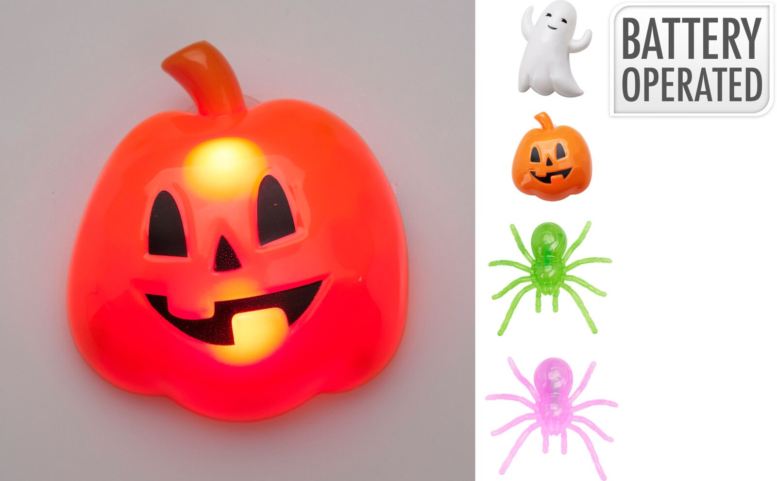Figure di Halloween con luce a LED, modello assortito (verde, rosa, arancione, bianco)