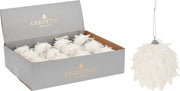 OFFERTA 4 PALLINE FOGLIE BIANCHE GLITTER 10CM