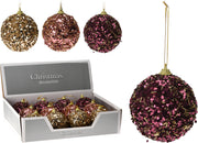 PALLINA GLITTERATA 8CM ROSA/ORO ASSORTITA