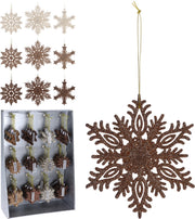 OFFERTA 6 PENDENTI NATALIZI FIOCCHI AMBRA 10CM