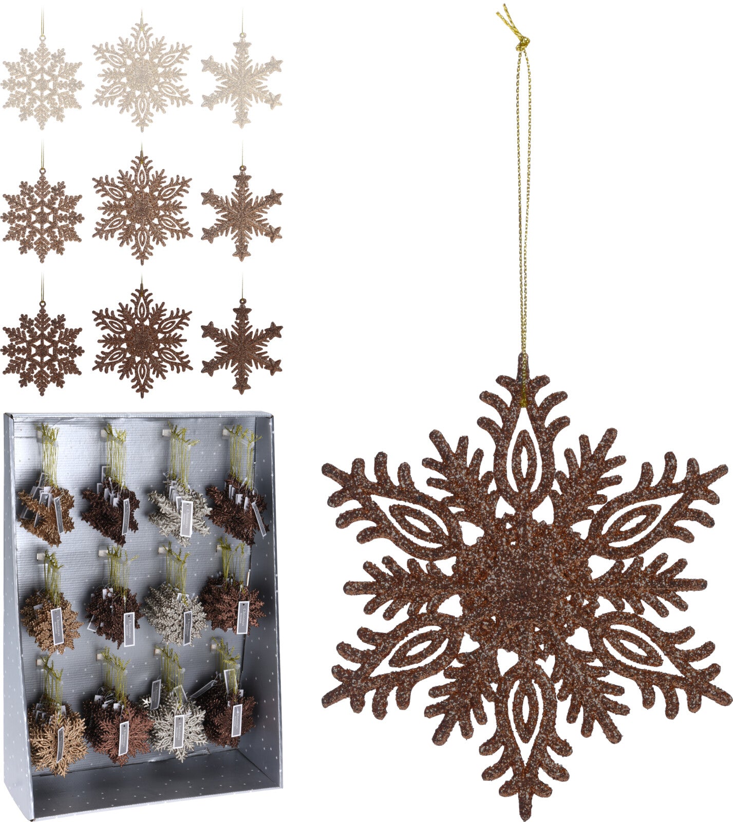 OFFERTA 6 PENDENTI NATALIZI FIOCCHI AMBRA 10CM