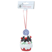 DECORAZIONE NATALIZIA A APPENDERE A FORMA DI CUPCAKE, 8CM, IN ARGILLA