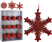OFFERTA 6 PENDENTI NATALIZI FIOCCHI ROSSI 10CM