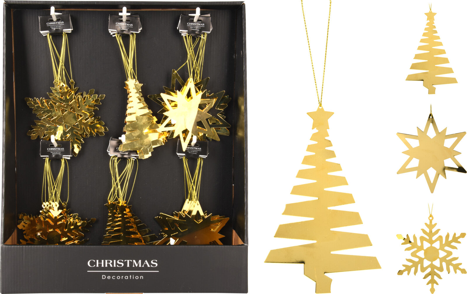 1 PENDENTE NATALIZIO IN METALLO COLORE ORO 12CM MODELLO ASSORTITO