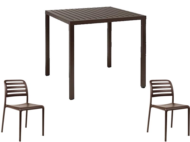 ANGEBOT: Würfeltisch 80x80 + 2 Costa Bistrot Stühle, Farbe nach Wahl