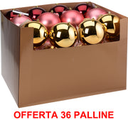 OFFERTA 36 PALLINE DI NATALE 12 CM MERRY LANE ROSSO/ORO/BORDEAUX