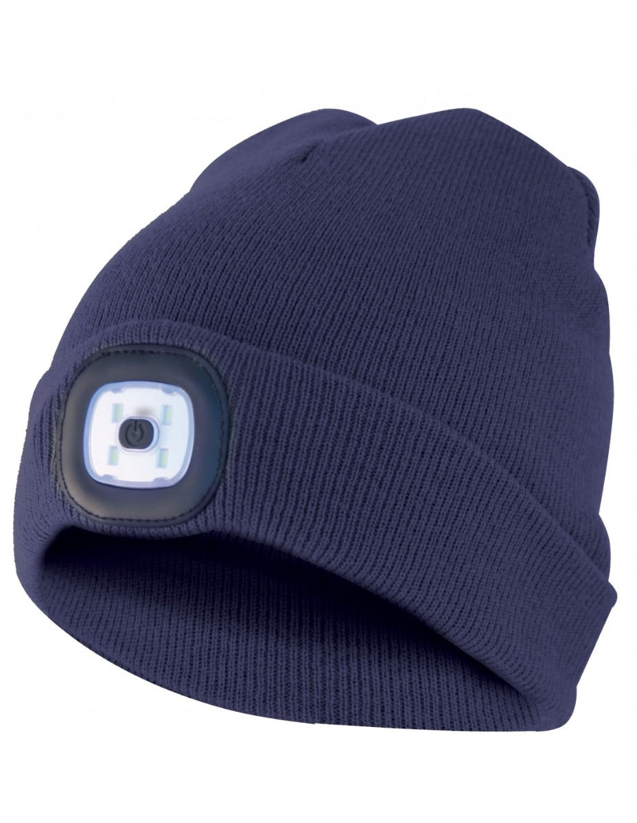CAPELLINO CON LUCE FRONTALE TORCIA LED RICARICABILE BLU