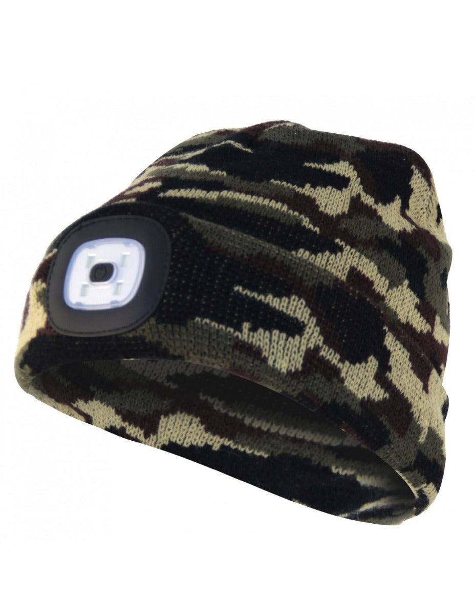 CAPELLINO CON LUCE FRONTALE TORCIA LED RICARICABILE MIMETICO