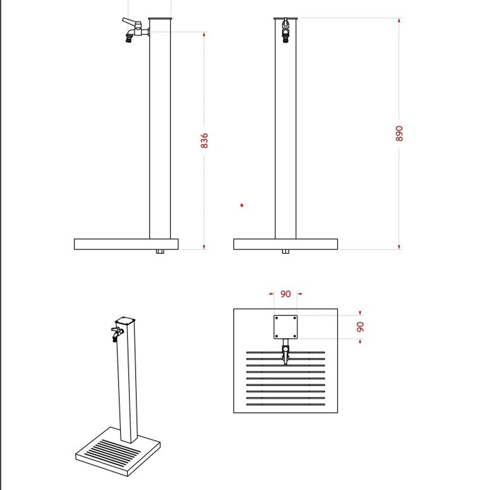 FONTANA A COLONNA CON BASE IN CEMENTO ANTRACITE