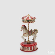 Carillon Cavallo su Giostra H24 D12 Bianco e Rosso EDG