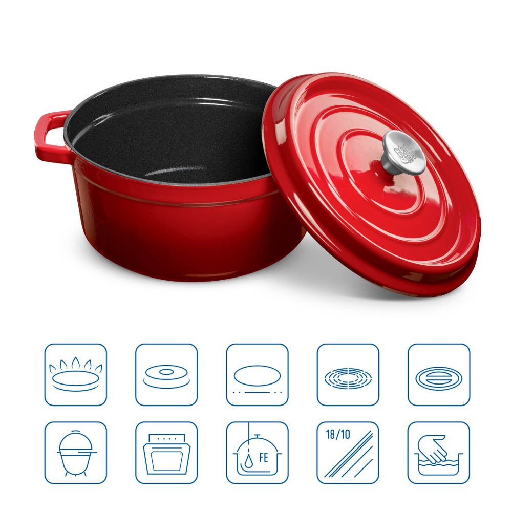 CASSERUOLA IN GHISA SMALTATA 3.5 LT ROSSA