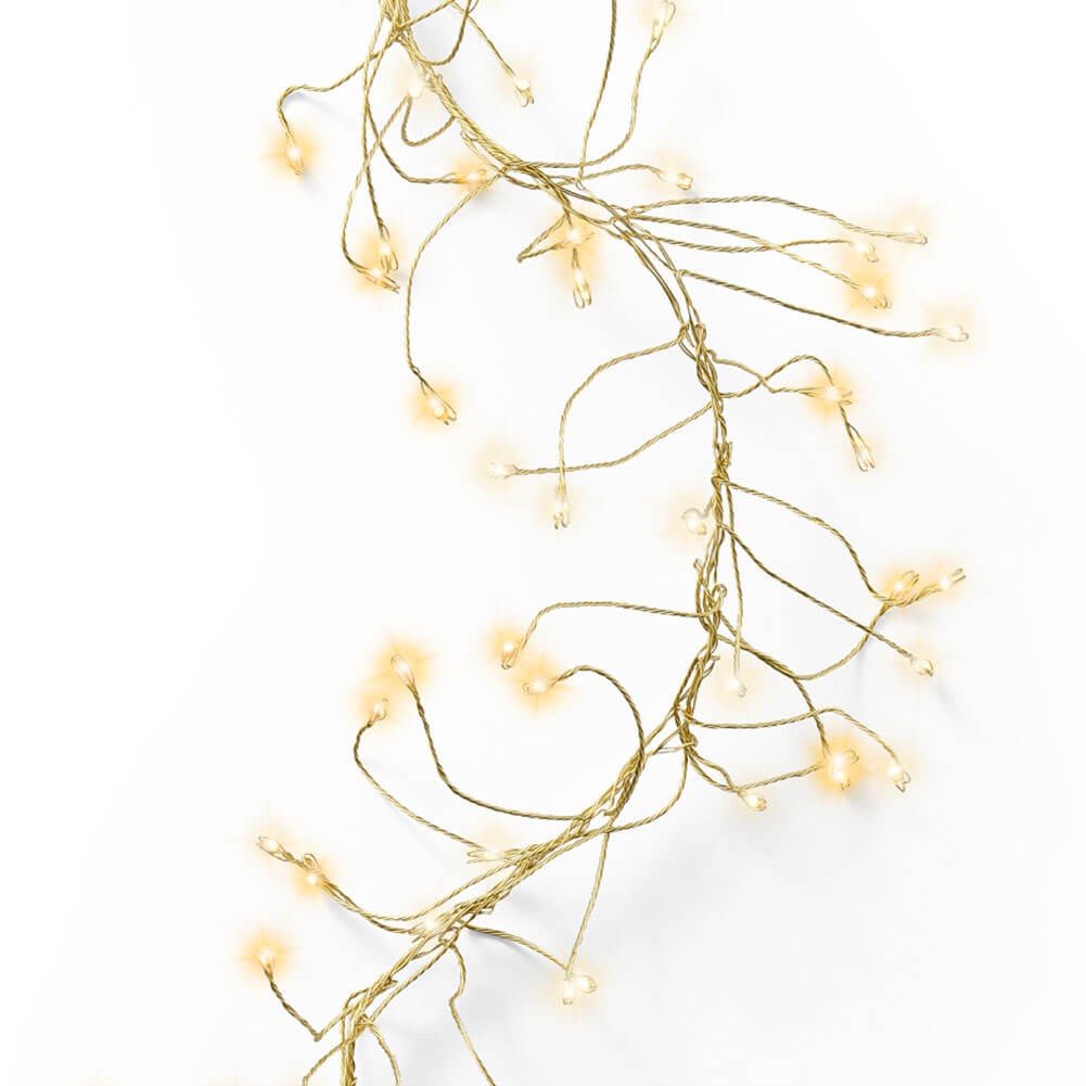 LUCI DI NATALE 960 MICROLED TWINKLE  BIANCO CALDO FILOR ORO 6 METRI