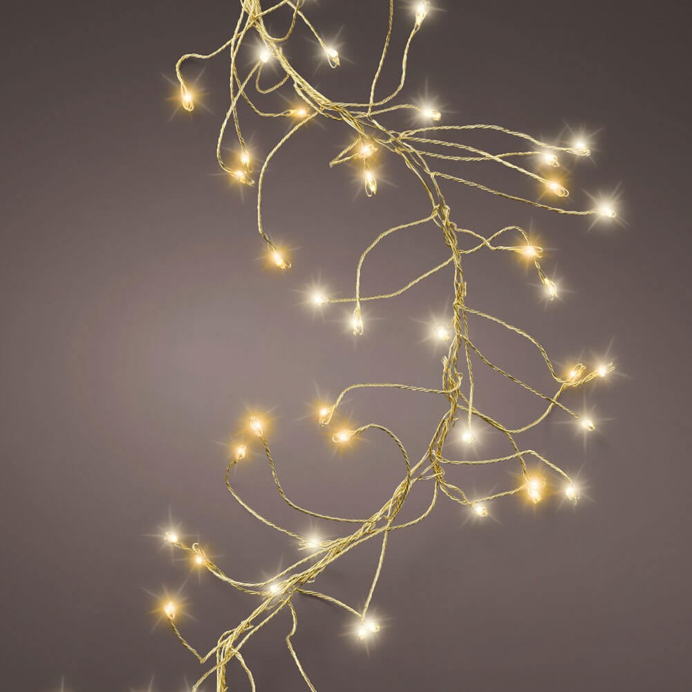 LUCI DI NATALE 960 MICROLED TWINKLE  BIANCO CALDO FILOR ORO 6 METRI
