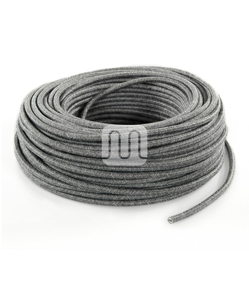 CAVO ELETTRICO TESSILE TONDO - CANVAS GRIGIO 3MT