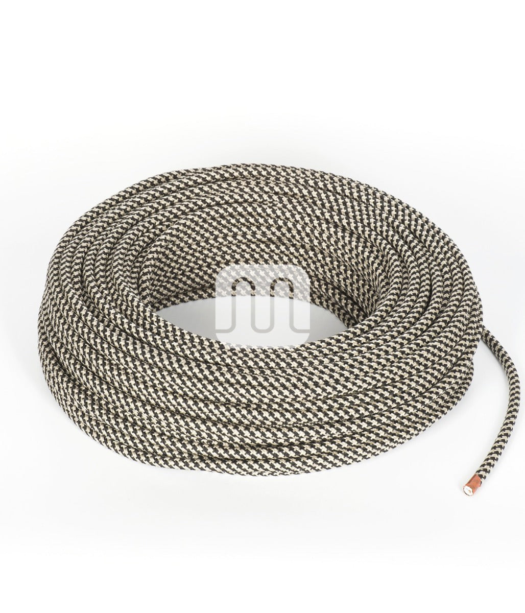 CAVO ELETTRICO TESSILE TONDO - SABBIA/NERO TO550 3MT