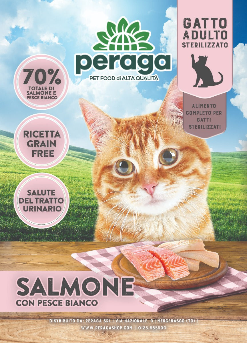 CROCCHETTE PERAGA PER GATTO ADULTO STERILIZZATO 300GR SALMONE CON PESCE BIANCO