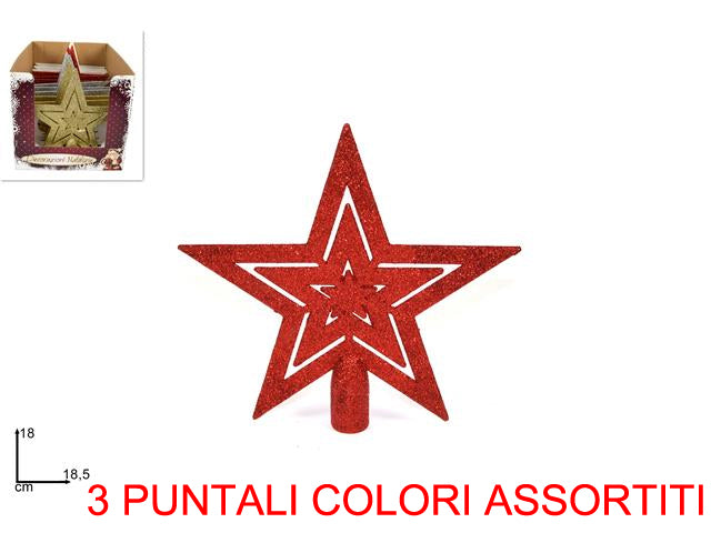 OFFERTA 3 PUNTALI A STELLA COLORI ASSORTITI 18CM