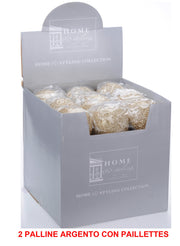 OFFERTA 2 PALLINE CHAMPAGNE CON PAILLETTES 11CM