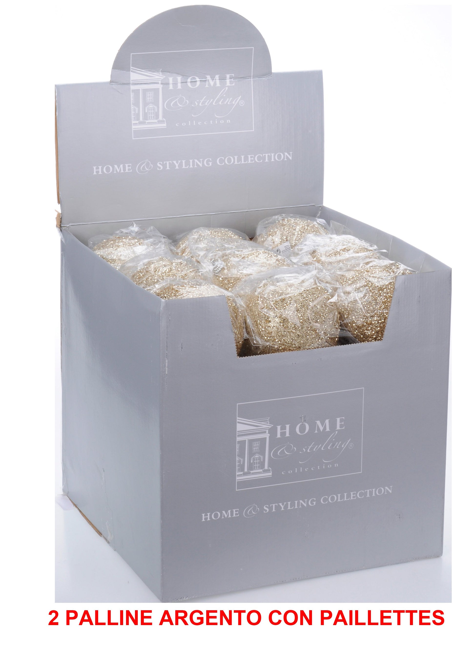 OFFERTA 2 PALLINE CHAMPAGNE CON PAILLETTES 11CM