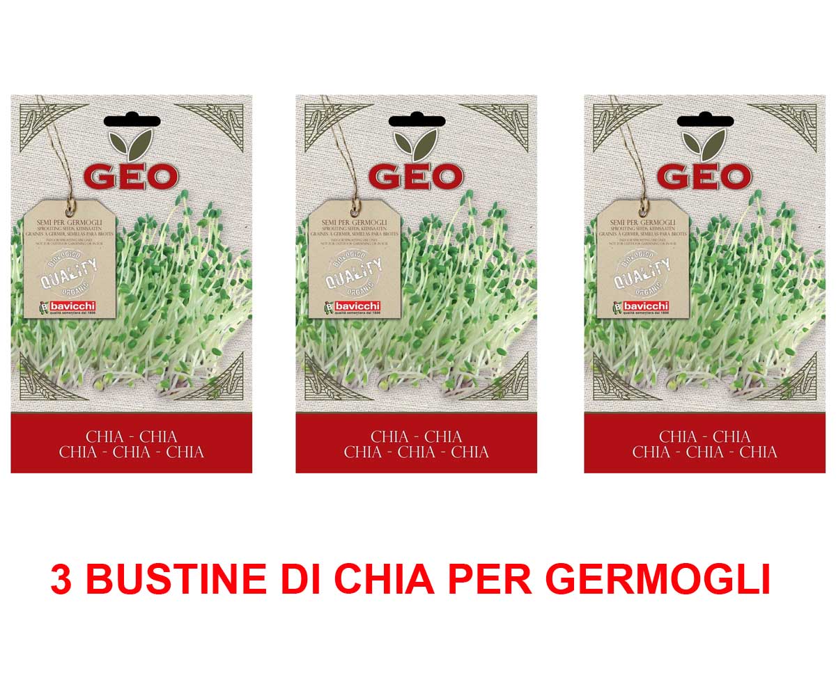3 CONFEZIONI DI SEMI BIO DI CHIA PER GERMOGLI 13GR