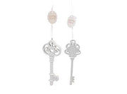 OFFERTA DECORAZIONE NATALIZIA APPENDIBILE 2 CHIAVI BIANCHE 16CM