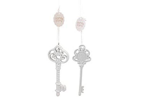 OFFERTA DECORAZIONE NATALIZIA APPENDIBILE 2 CHIAVI BIANCHE 16CM
