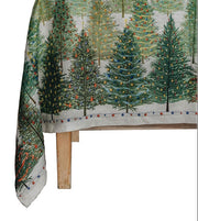 Tovaglia natalizia in lino Fairy Trees 170x270 cm Naturale TESSITURA TOSCANA