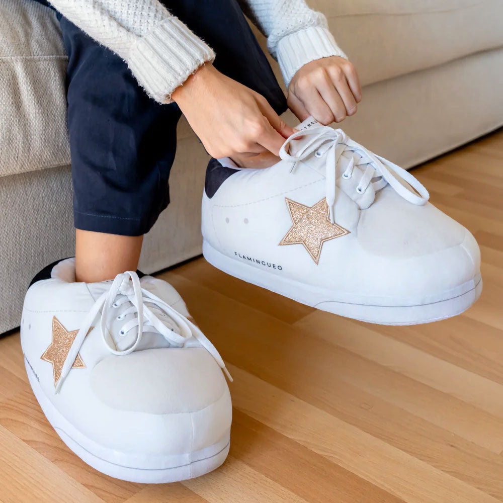 CIABATTE GIGANTI BIANCHE HOLLYWOOD GOLD, TAGLIA UNICA 35-46
