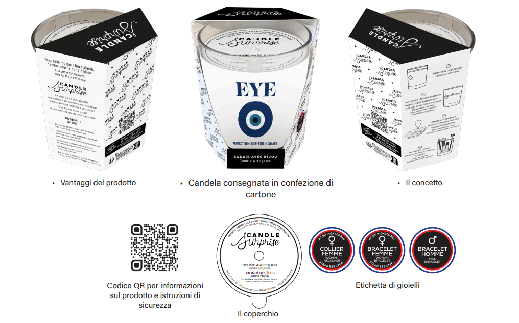 CANDELA CON SCRITTA SEI LA MIA BUONA STELLA INCLUSO BRACCIALE A STELLE