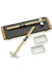 SET SUSHI ORIENTAL BAMBOO CON VASSOIO STRETTO IN ARDESIA PER 2