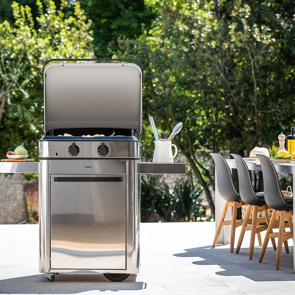 ENO Piastra a Gas ENOSIGN 65 su Carrello, 100x126x67 cm, Acciaio Inox