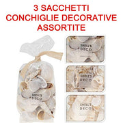 3 SACCHETTI CONCHIGLIE  DECORATIVE ASSORTITE