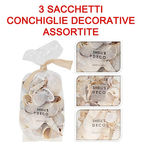 3 SACCHETTI CONCHIGLIE  DECORATIVE ASSORTITE