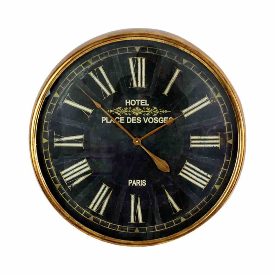 OROLOGIO DA PARETE PARIS IN METALLO ANTICO E VETRO DIAMETRO 80 CM NERO-ORO