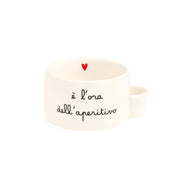 Coppetta Aperitivo E' l'ora dell'aperitivo 12 x 9.5 cm Bianco con scritta nera e cuore rosso Simple Day