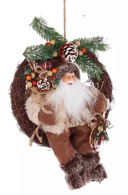 CORONA BABBO NATALE ALPINO NATURALE Ø30 CM
