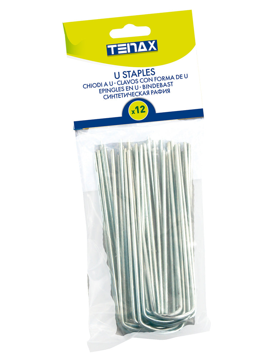 12 PICCHETTI/CHIODI A U VERDI PER FISSAGGIO TELI E RETI