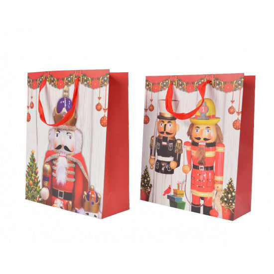 BORSA REGALO NATALIZIA CON SCHIACCIANOCI 12X30X42CM ASSORTITA
